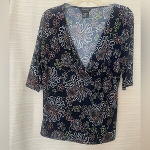 George Navy and Pink Stretch Top